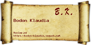 Bodon Klaudia névjegykártya